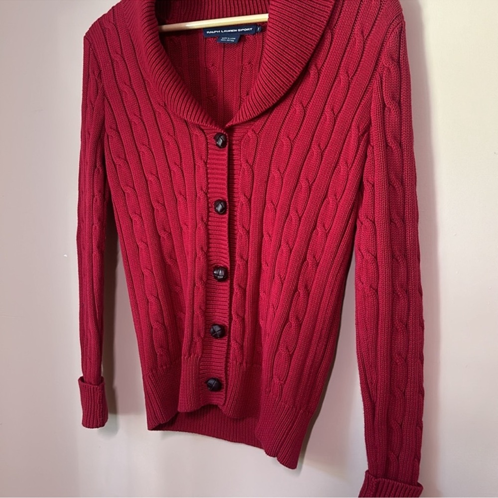 Ralph Lauren Crimson Cable Knit Sweater